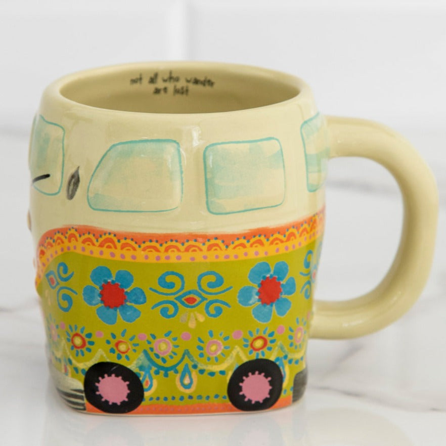 Folk Art Coffee Mug - Green Van