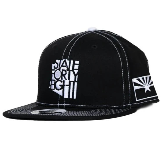 State Forty Eight Snapback Hat Classic Pinstripes  | Black & White
