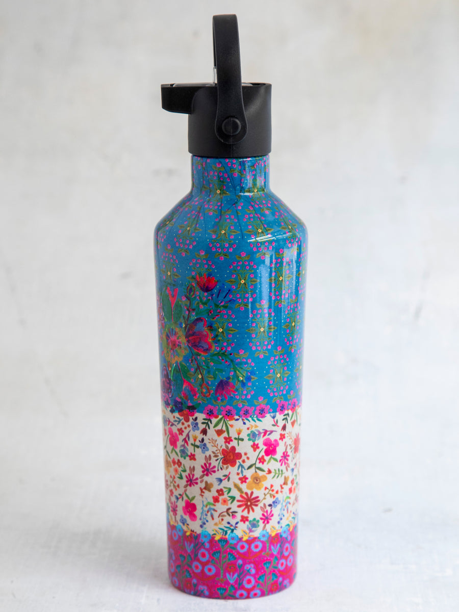 Stainless Steel Water Bottle - Floral Border
