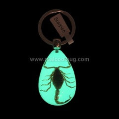 Glow-in-the-Dark Golden Scorpion Tear Drop Keychain