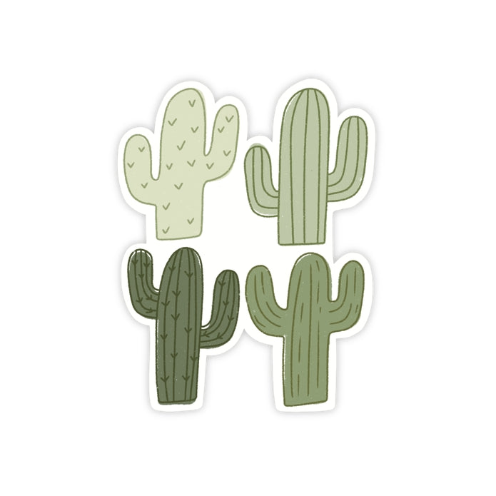 Green Cactus Quartet Clear Back Sticker