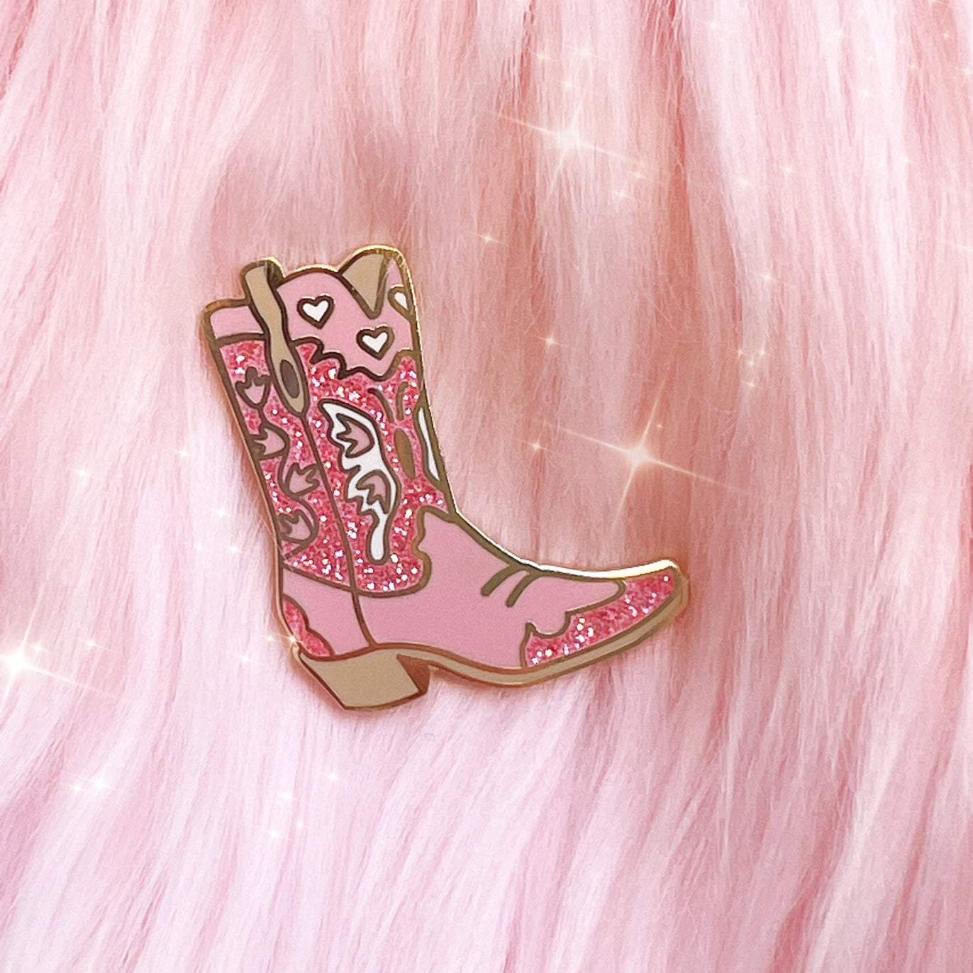 Pink Cowgirl Boot Enamel Pin