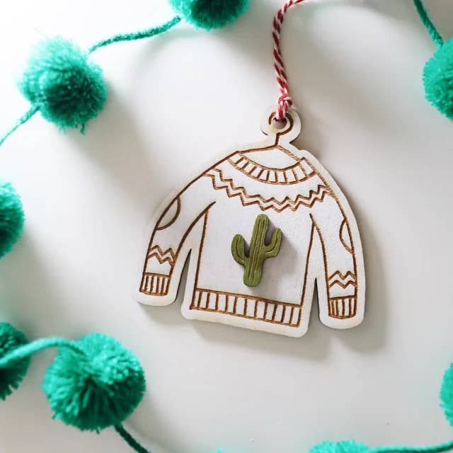 Cactus Ugly Sweater Ornament