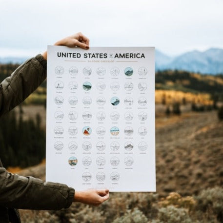 50 States Checklist Poster