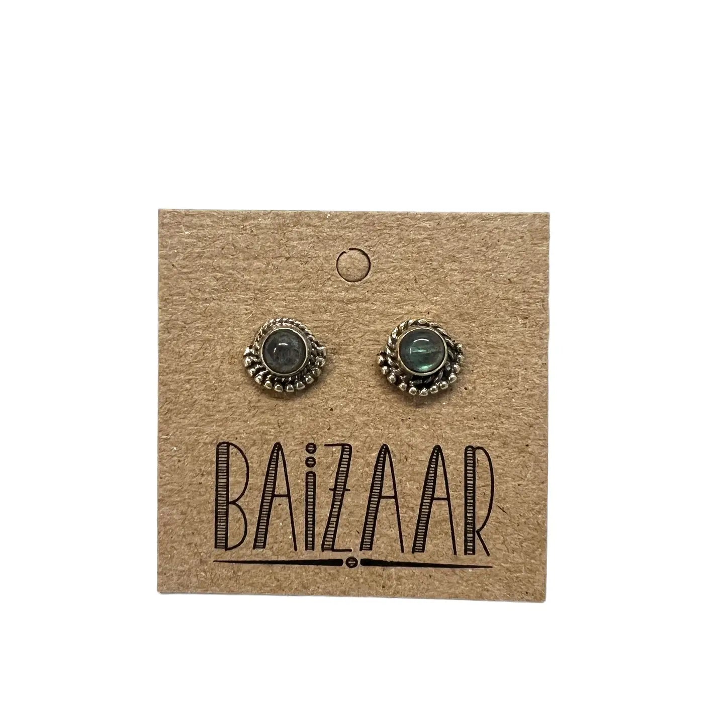 Silver Labradorite Stud Earrings