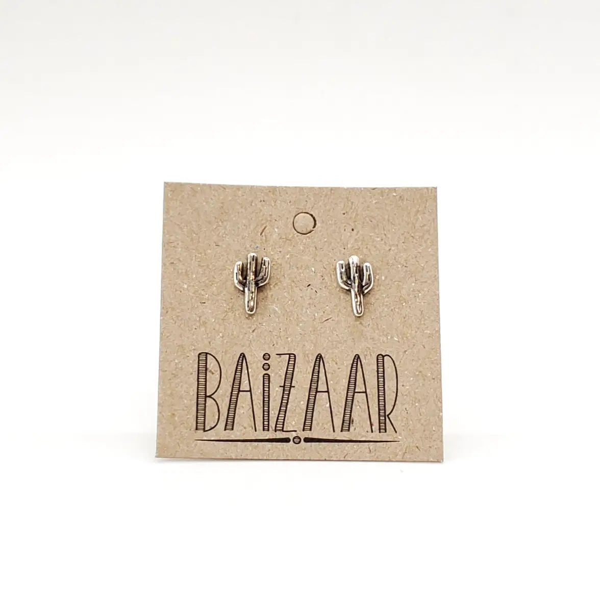 Silver Cactus Stud Earrings
