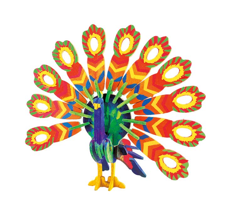 3D Wooden Peacock Puzzle Paint Kit