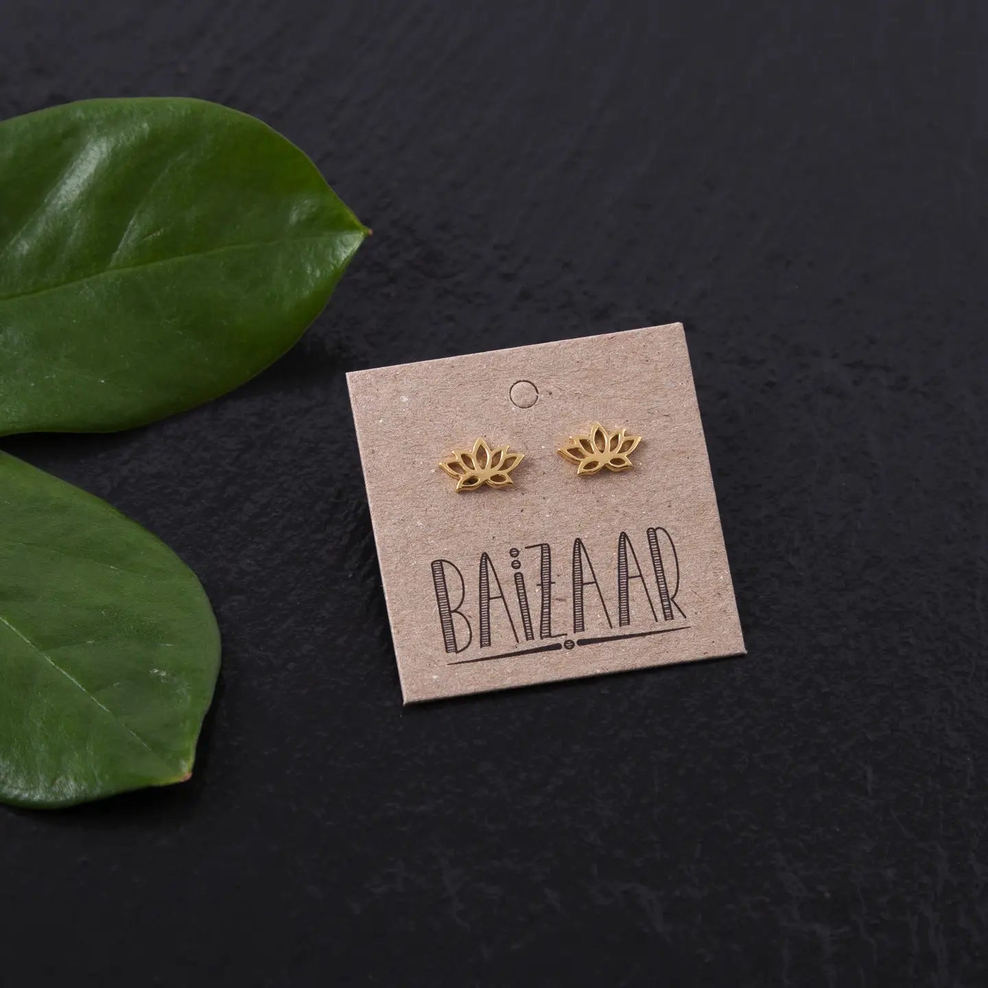 Gold Lotus Stud Earrings