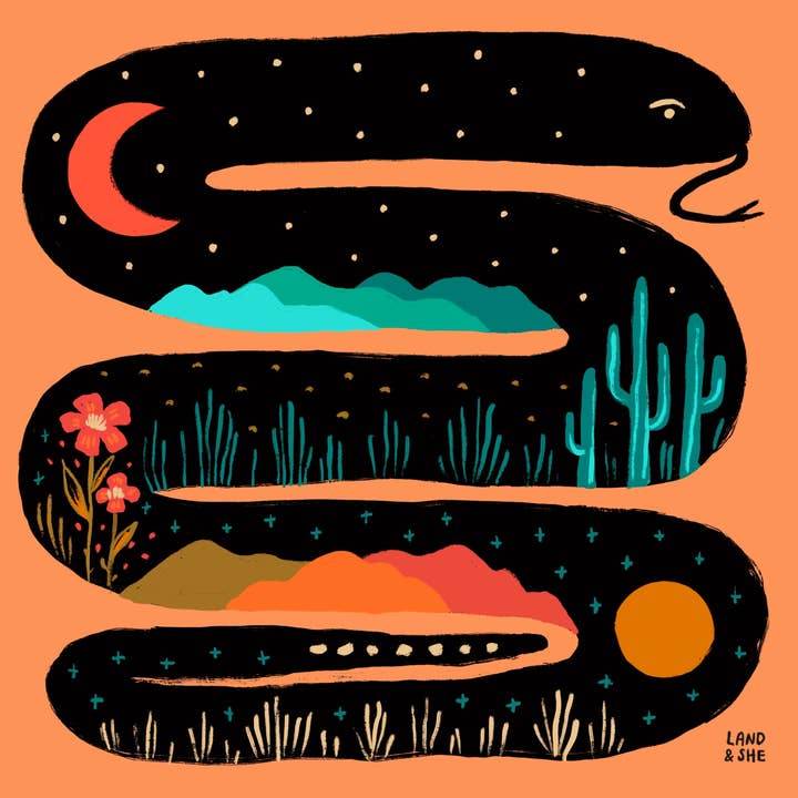 Inky Snake Print 8x8