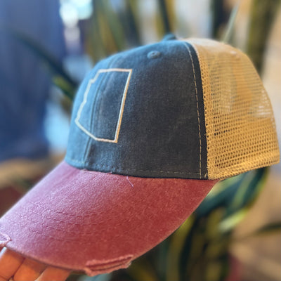 AZ State Outline Distressed Trucker