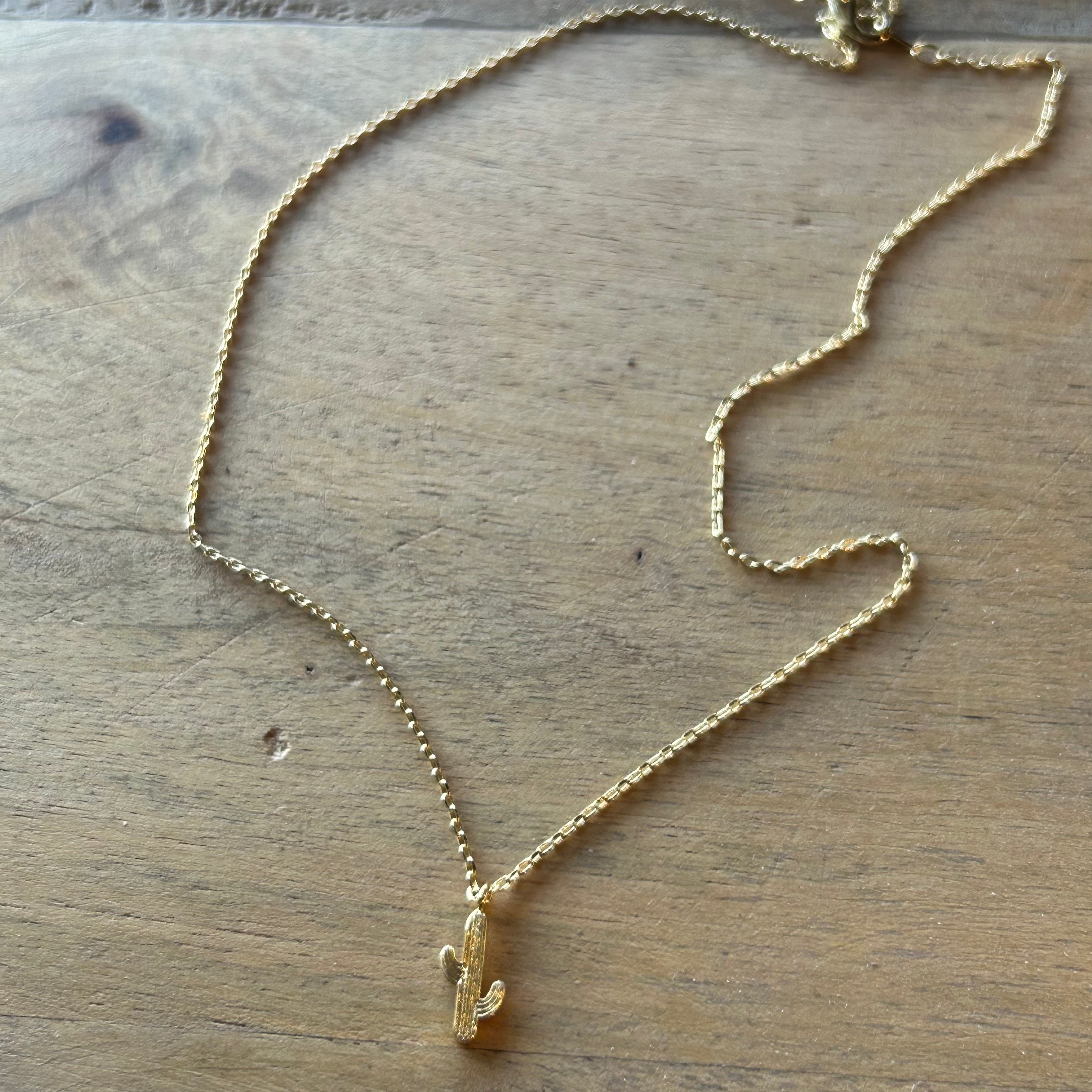 Dainty Cactus Pendant Necklace