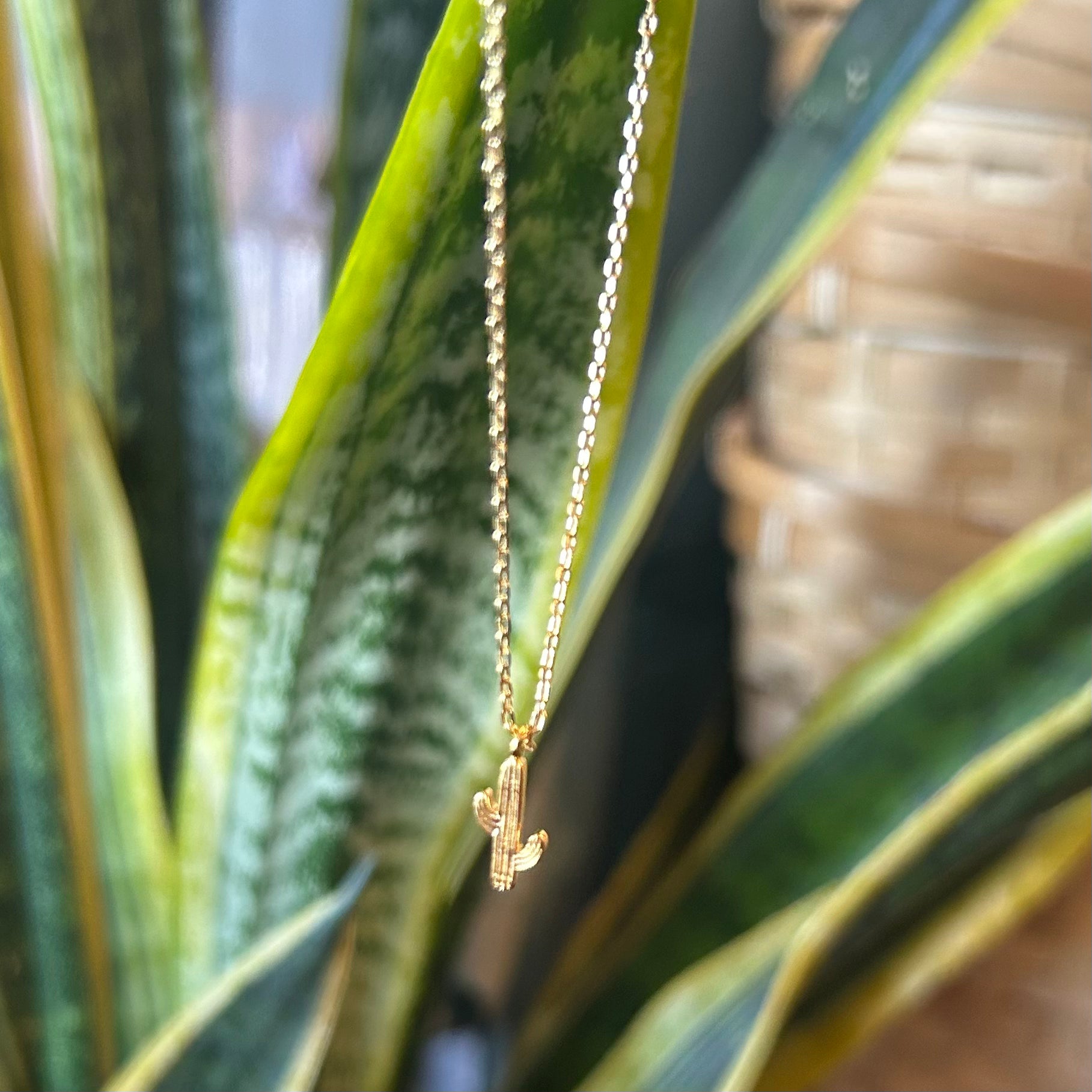 Dainty Cactus Pendant Necklace