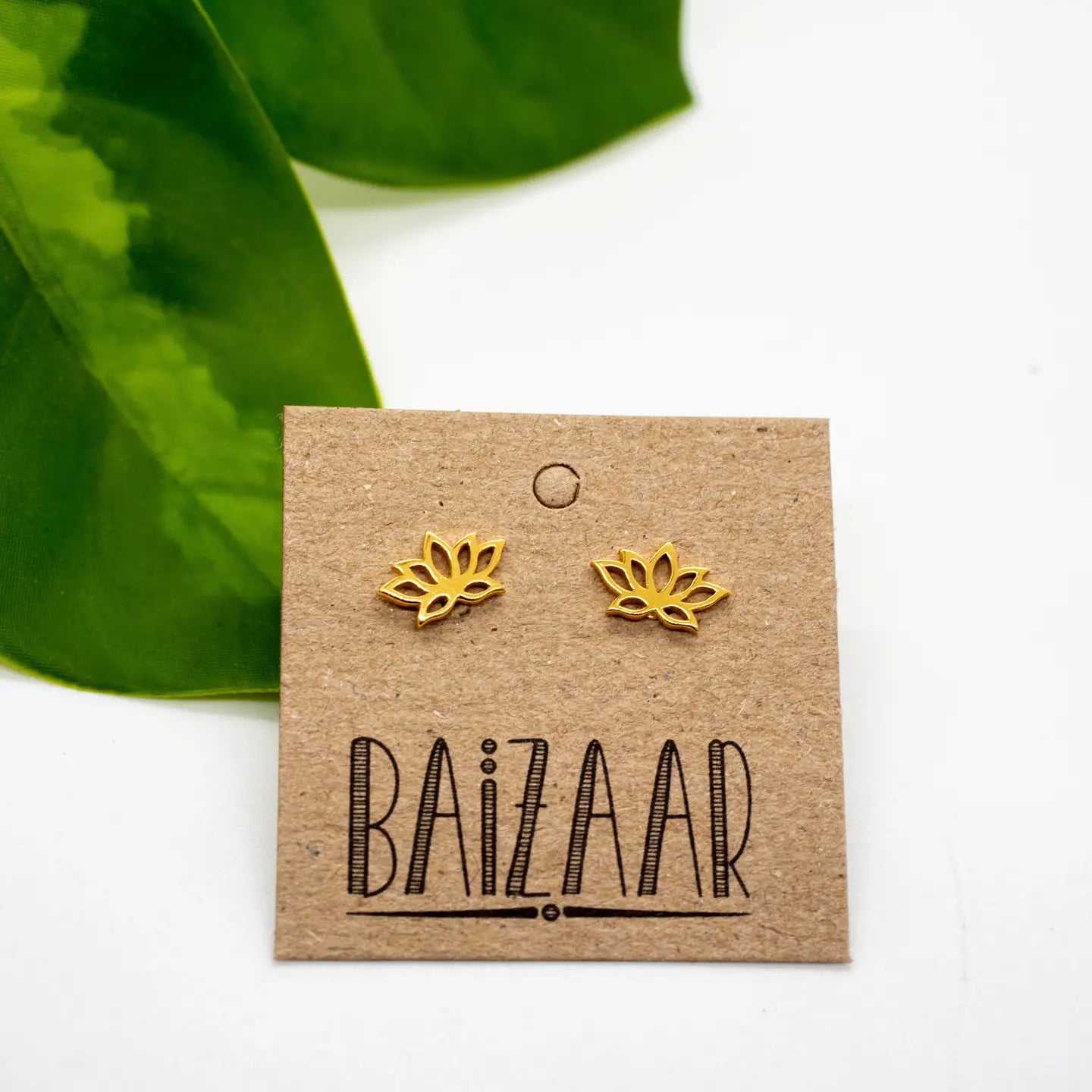 Gold Lotus Stud Earrings