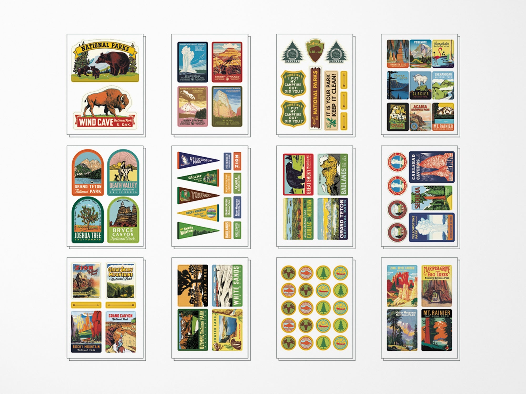 National Parks Vintage Sticker Set