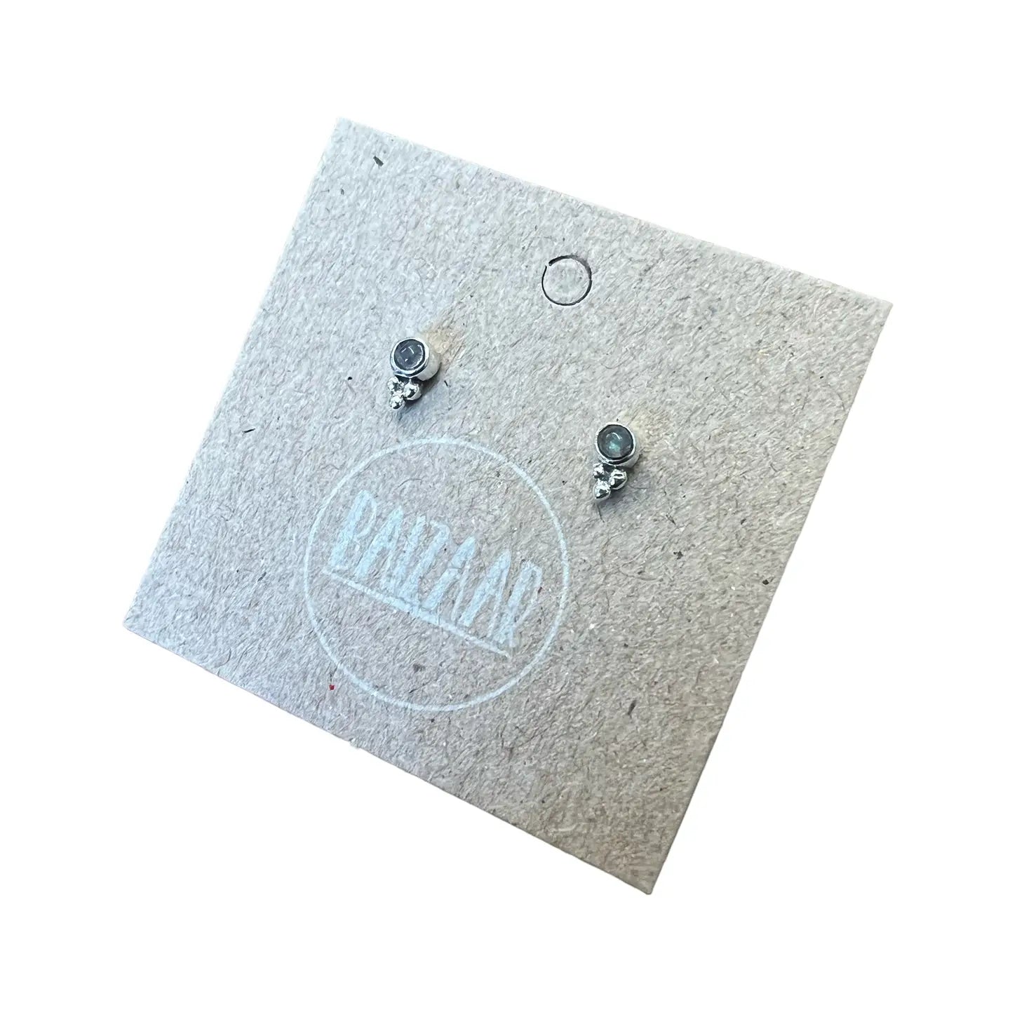 Silver Stone Stud Earrings