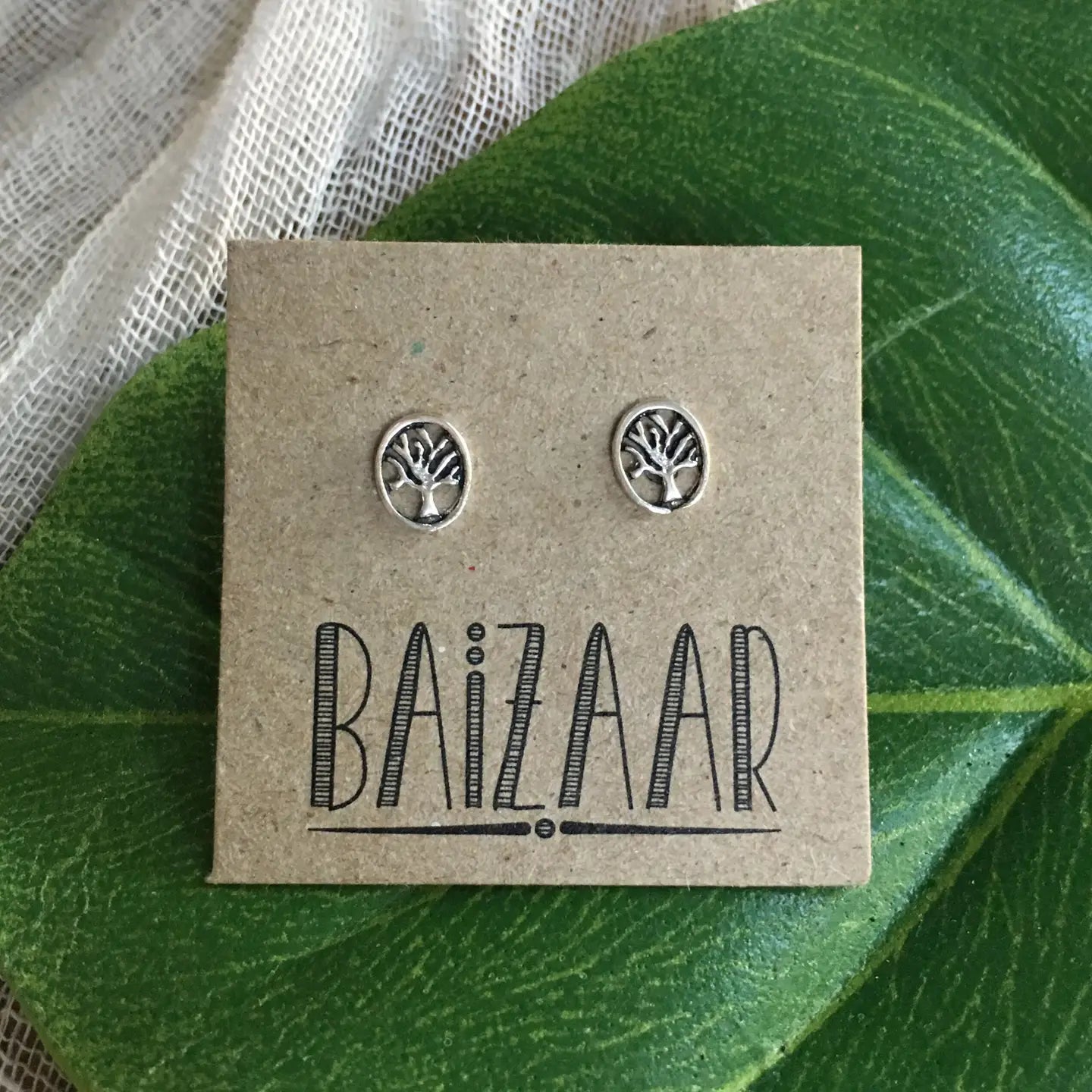 Silver Tree Stud Earrings