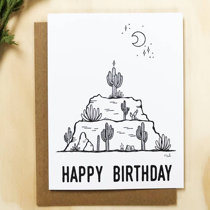 Desert Birthday Cake Greeting Card
