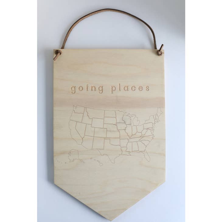 Going Places U.S. Wood Pennant