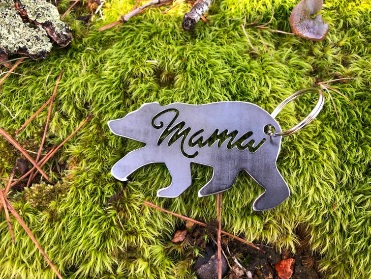 Mama Bear Recycled Steel Keychain