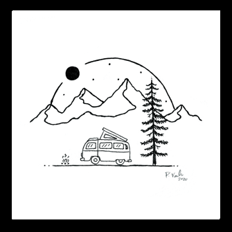 Between the Mountain 4x4 Art Print