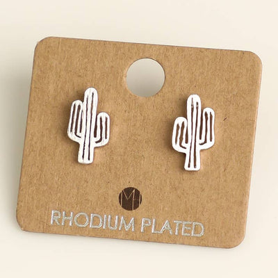Ribbed Cactus Stud Earrings