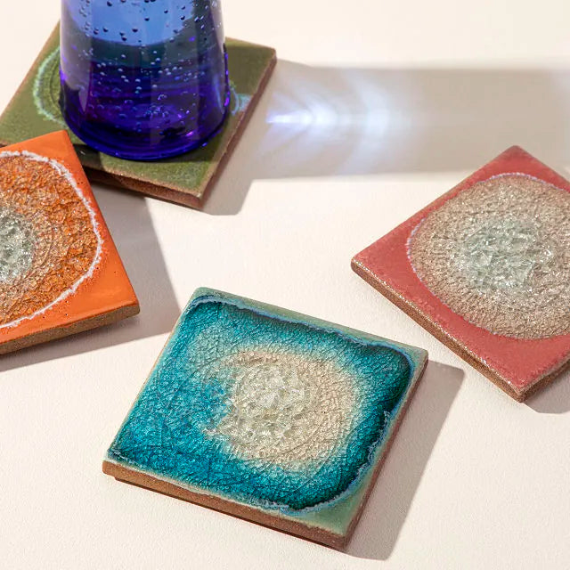 Stoneware & Glass Coaster - Cobalt & Copper