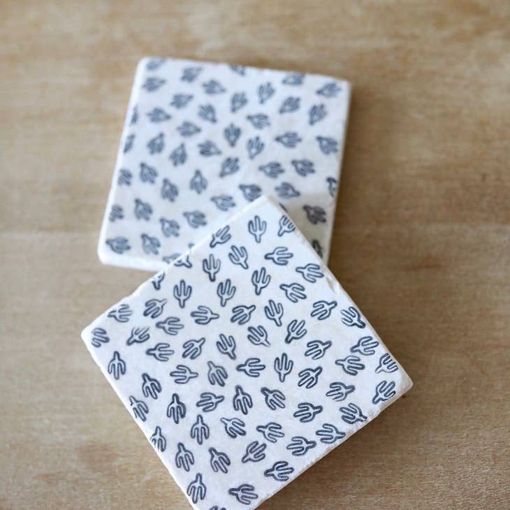 Minimalist Cactus Marble Coaster