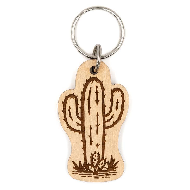 Cactus Wood Keychain