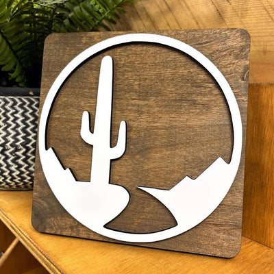 Wood Cactus Shelf Decor 4 x 4