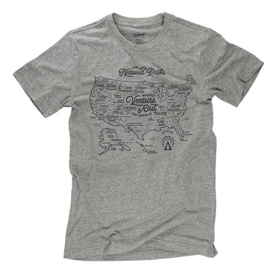 National Parks Map Tee - Smoke Grey