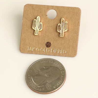 Ribbed Cactus Stud Earrings