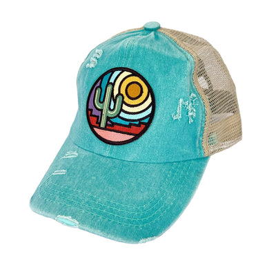 Golden Hour Saguaro Ponytail Trucker