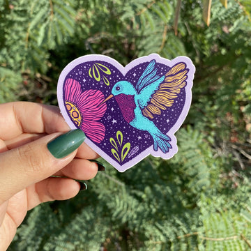 Hummingbird Heart Sticker