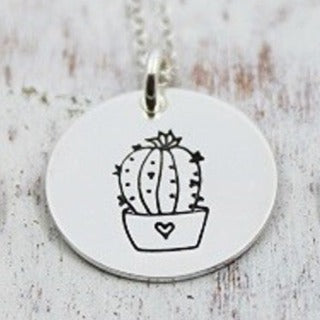 Barrel Cactus Stamped Necklace