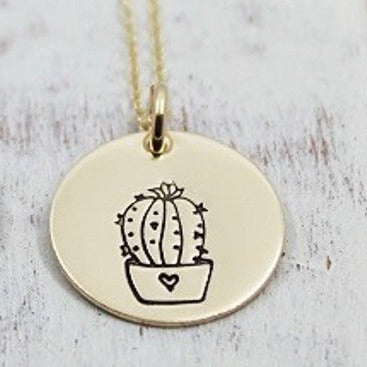 Barrel Cactus Stamped Necklace