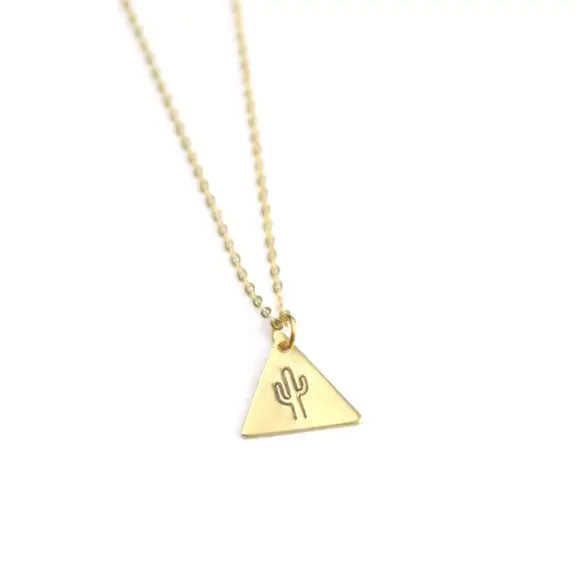 Tiny Brass Saguaro Necklace