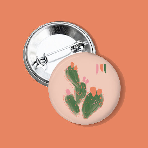 Peachy Prickly Watercolor Button