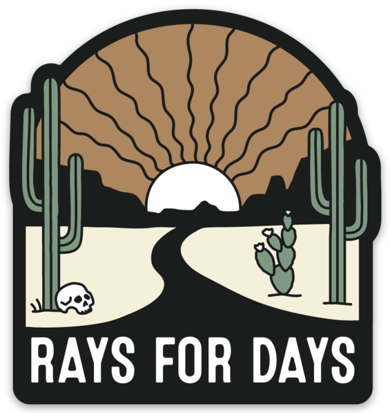 Wavy Rays for Days Sticker - Black