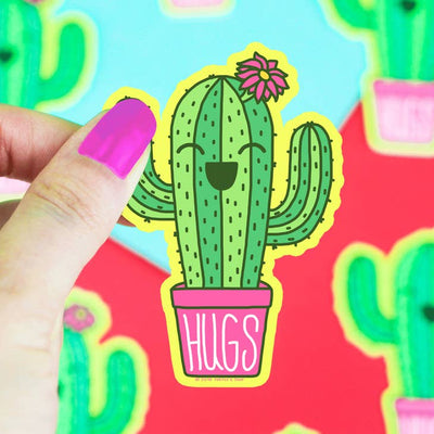 Hugs Potted Cactus Sticker