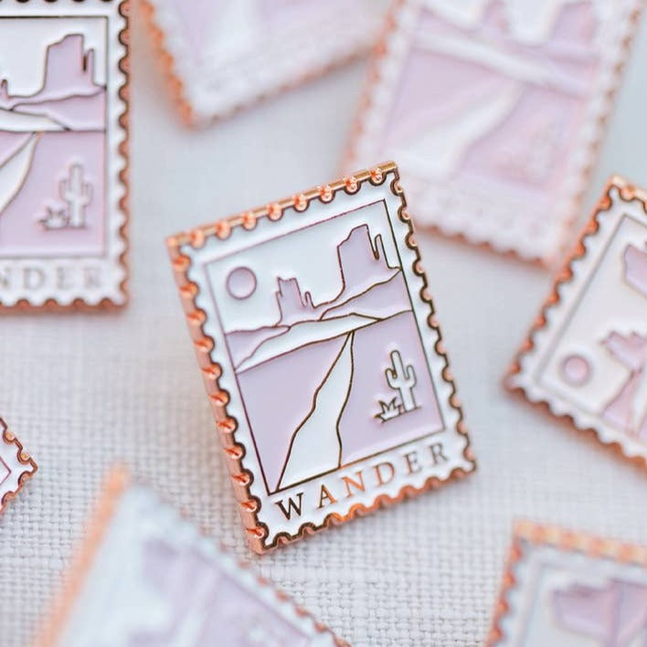 Postage Stamp Desert Wander Enamel Pin