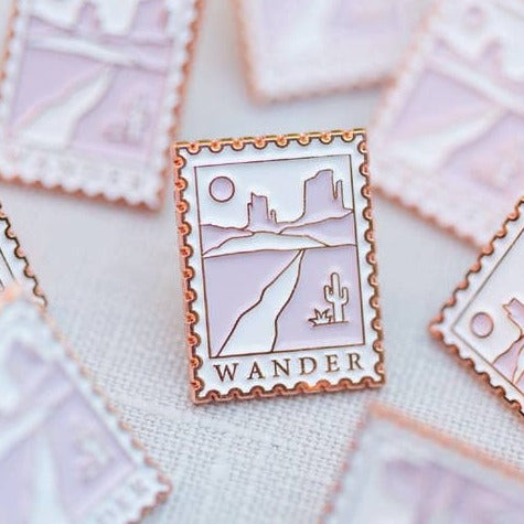 Postage Stamp Desert Wander Enamel Pin