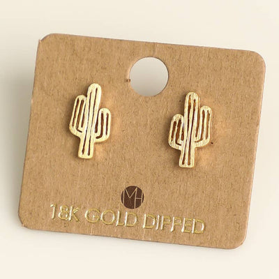 Ribbed Cactus Stud Earrings