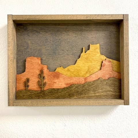 3D Layered Desert Scene with Cactus 6x9
