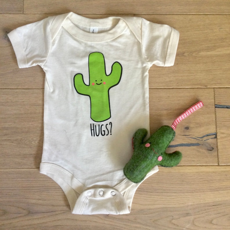 Hugs Cactus Onesie - Natural