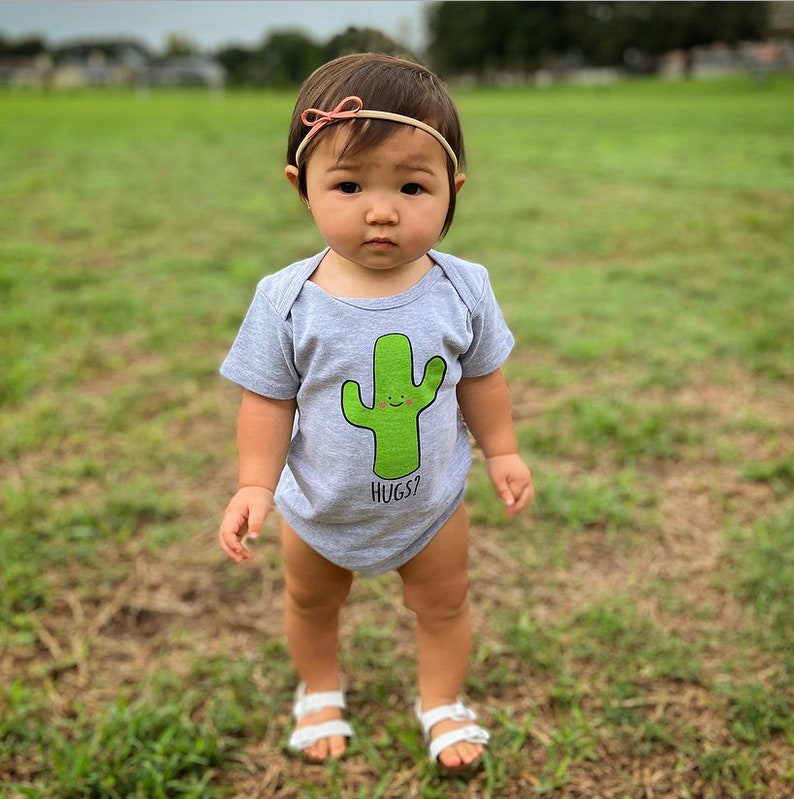 Hugs Cactus Onesie - Grey