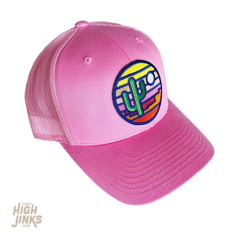 Stained Glass Sunset Trucker - Pink