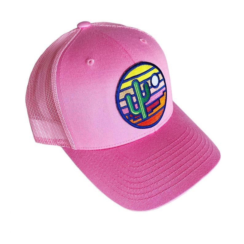 Stained Glass Sunset Trucker - Pink