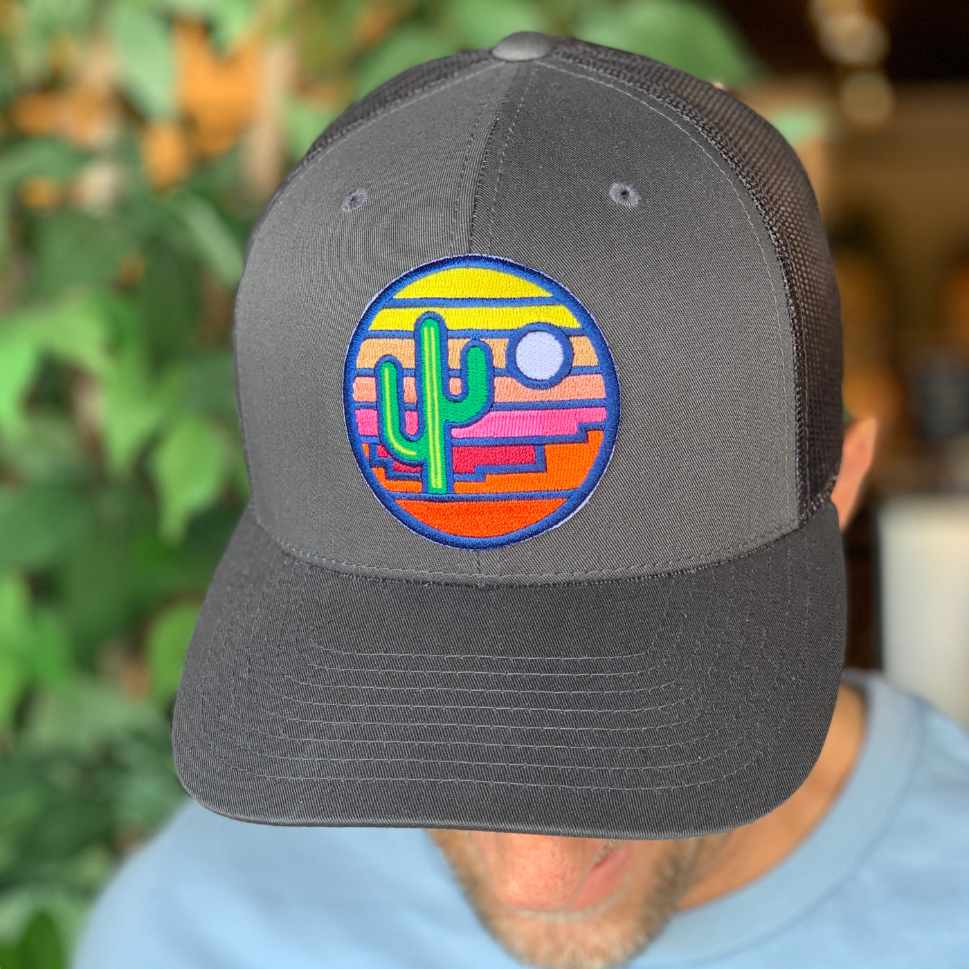 Stained Glass Sunset Trucker - Charcoal
