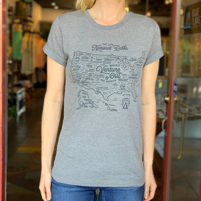 National Parks Map Tee - Smoke Grey