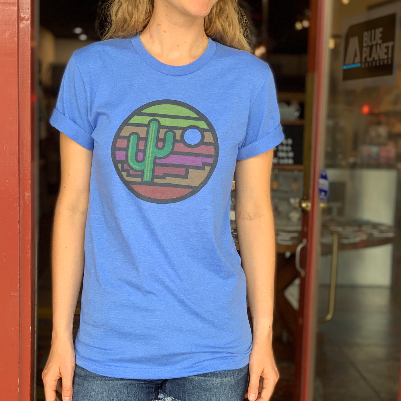 Stained Glass Sunset Tee - True Blue